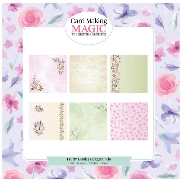 Image of Card Making Magic 8in x 8in Paper Pad Pretty Book Backgrounds 24 Sheets | Pretty Books Collection