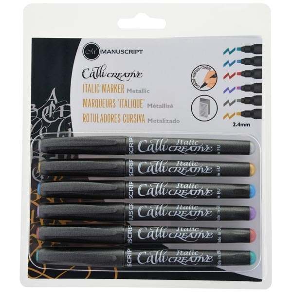 Marker Stiftset mit 8 Metallic Marker Brush Marker Fluid Metallic Papermania 