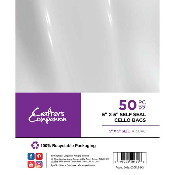 Image of Crafter's Companion 5in x 5in Cello Bags | Pack of 50