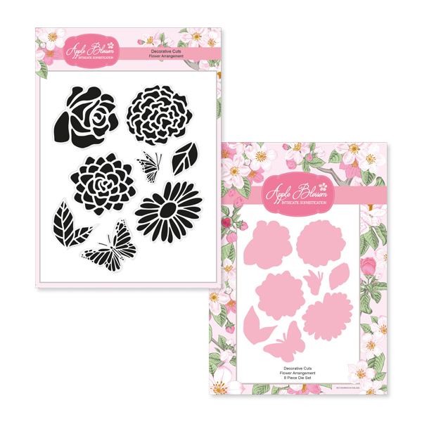 Image of Apple Blossom A5 Die & Stamp Set Flower Arrangement Set of 16 | Decorative Cuts Collection