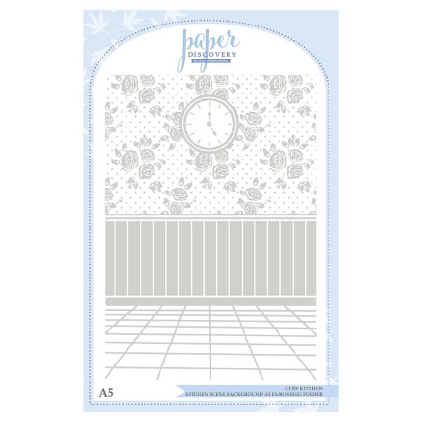 Image of Paper Discovery A5 Background Embossing Folder Kitchen Scene | Cosy Kitchen Collection
