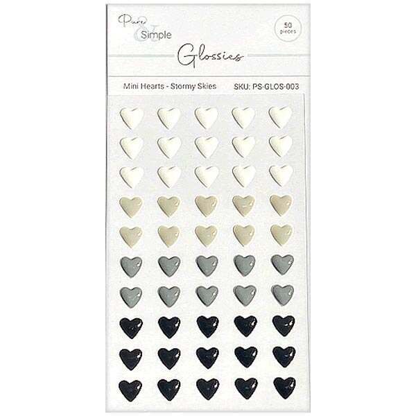 Image of Pure & Simple Glossies Mini Hearts Stormy Skies | 50 Pieces