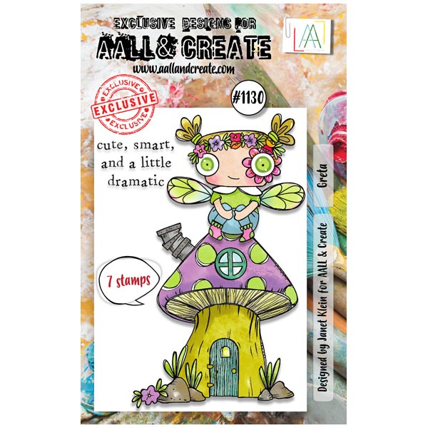 Image of AALL & Create A7 Clear Stamp Set Greta Toadstool by Janet Klein | Set of 7