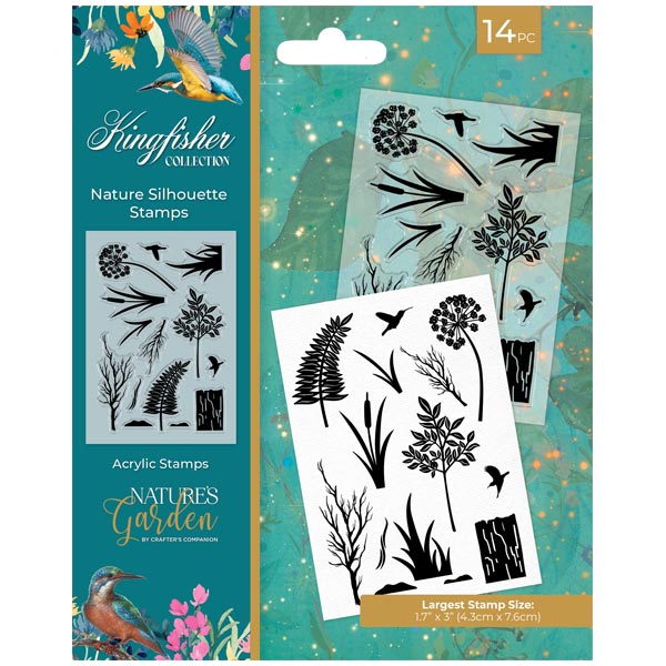 Image of Nature's Garden Clear Stamp Set Kingfisher Nature Silhouette Stamps | Set of 14